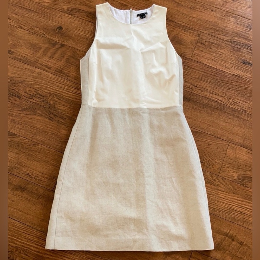 Designer Theory Sleeveless Mini Dress Lamb Linen Size 6 Ivory $995 Retail Saks